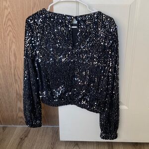Molly Bracken Black sequin crop top M